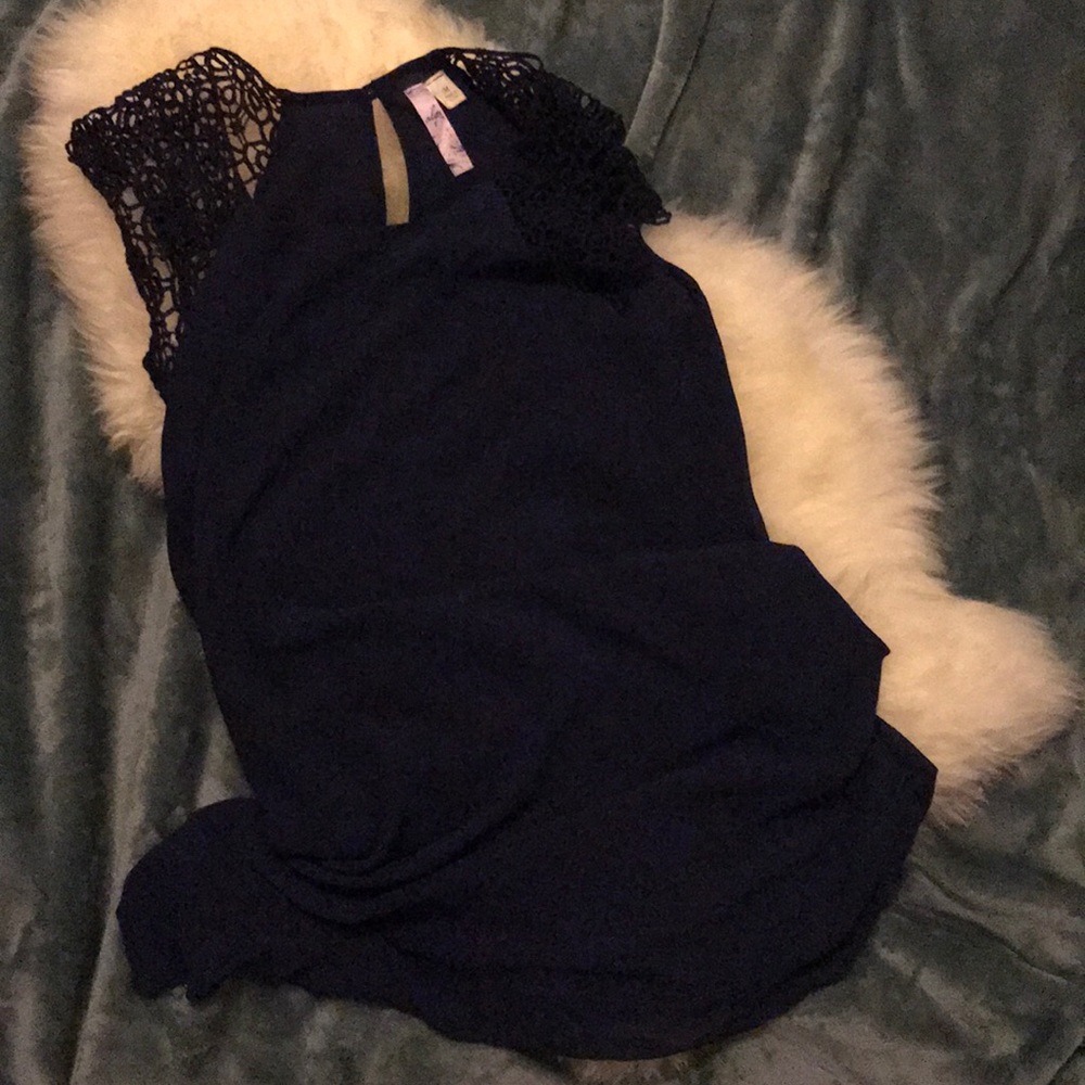 Navy Chiffon Party Dress